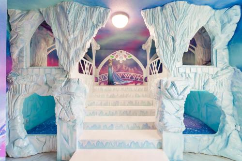 a set of stairs in a castle themed room at Amazing 8br w pool theater game room by Disney in Kissimmee