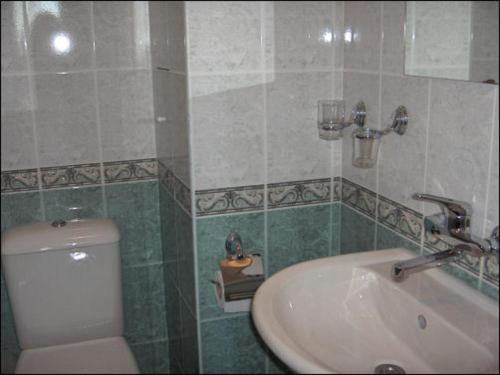 a bathroom with a toilet and a sink at Sargas Sozopol in Sozopol