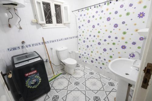 a small bathroom with a toilet and a sink at Top View in Luxor
