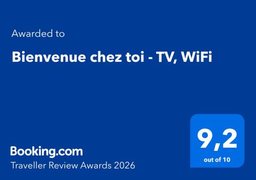 a screenshot of a cell phone with a blue screen at Bienvenue chez toi - TV, WiFi proxi Labège in Castanet-Tolosan