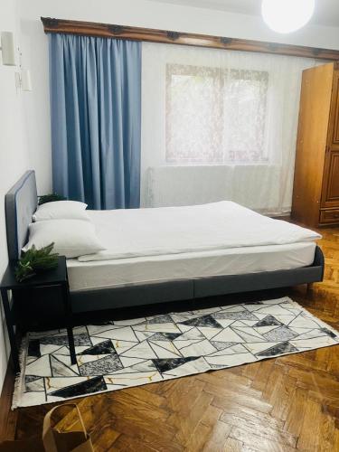 a bed sitting in a room with a rug at Guest House La TaTa in Gura Haitii