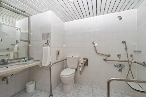 a bathroom with a toilet and a sink at Adonis Hotel in Antalya