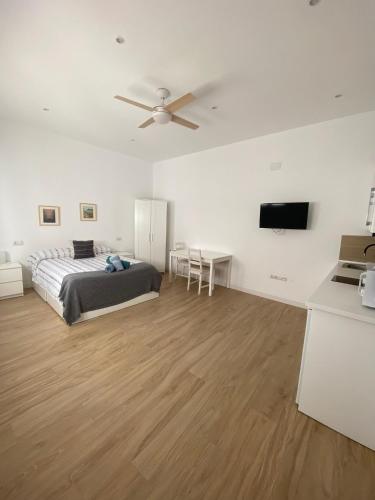 a bedroom with a bed and a flat screen tv at CASTRO Suites Osuna in Osuna