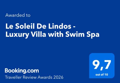 a screenshot of a cell phone with the text la social de limbs luxury villa at Le Soleil De Lindos - Luxury Villa with Swim Spa in Lindos