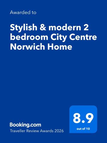 a screenshot of a cell phone with the text awaken and modern bedroom city centre at Stylish & modern 2 bedroom City Centre Norwich Home in Norwich