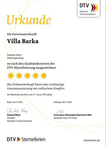 a rejection letter for a vida baranca document at 5 Sterne Ferienwohnung Villa Barka in Eppenschlag