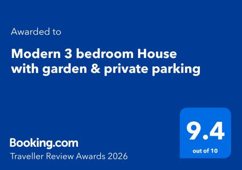 a screenshot of a modem bedroom house with garden and private parking at Modern 3 bedroom House with garden & private parking in Hounslow