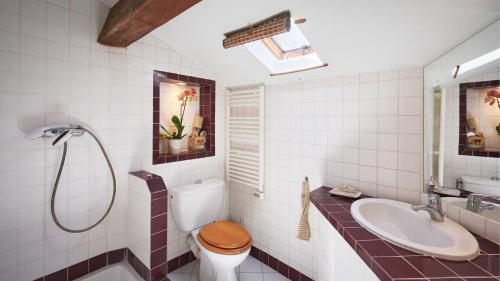 a bathroom with a toilet and a sink at Studio atypique de charme in Cannes