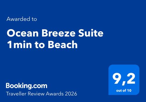 a screenshot of a cell phone with the ocean breeze surf limit to beach at Ocean Breeze Suite 1min to Beach in Kos