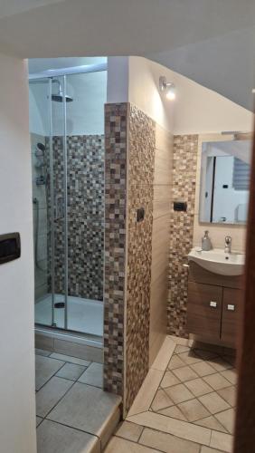 a bathroom with a shower and a sink at Casa LuLù in Catanzaro