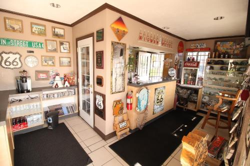 an overhead view of a shop with a store at Wigwam Motel in San Bernardino