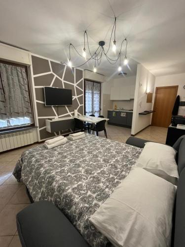 a bedroom with a large bed in a room at AlbaChiara Apartment in Gallarate