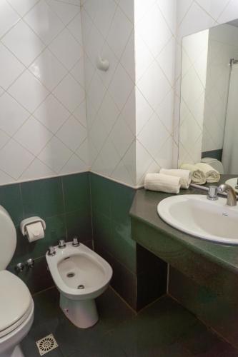 a bathroom with a toilet and a sink at Patagonia Sur Hotel in San Carlos de Bariloche