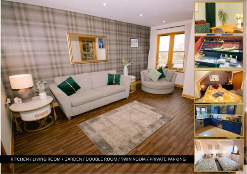 a living room with a couch treason living room green couch firm room remix temple brains at Inverness Holiday House - 2 Bedroom in Inverness