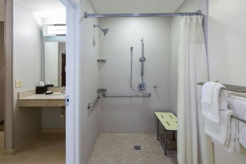 a bathroom with a shower and a sink at Courtyard by Marriott New Orleans Downtown Near the French Quarter in New Orleans