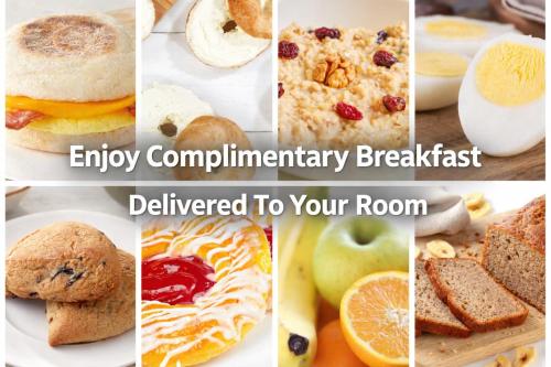 a collage of different pictures of breakfast foods at Highbrook Motel in Bar Harbor