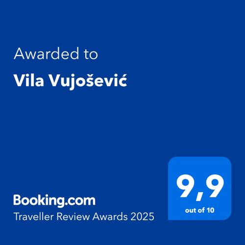 a blue screen with the text awarded to va virusvisor at Vila Vujošević in Utjeha