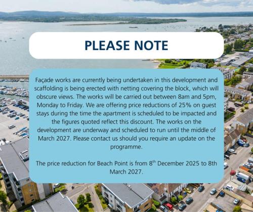 a flyer for the beachfront resort in this development and rehabilitation is being created with at Beach Point - Stunning Harbour Views from Balcony in Poole