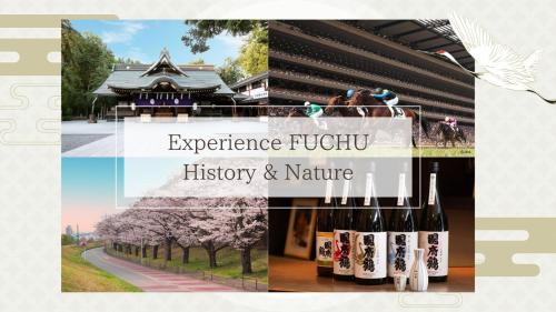 a collage of photos of a building with wine bottles at ラフィーネハイツ201 in Fuchu