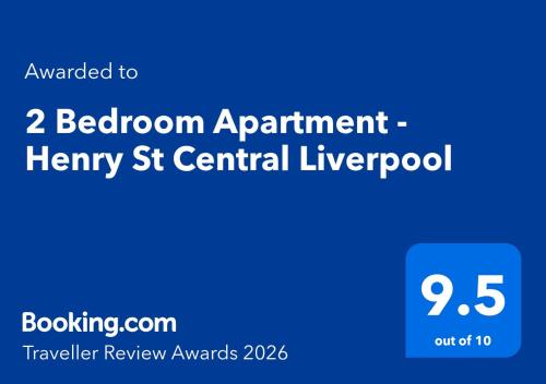a blue sign with the words bedroom apartment harry st central liverpool at 2 Bedroom Apartment - Henry St Central Liverpool in Liverpool