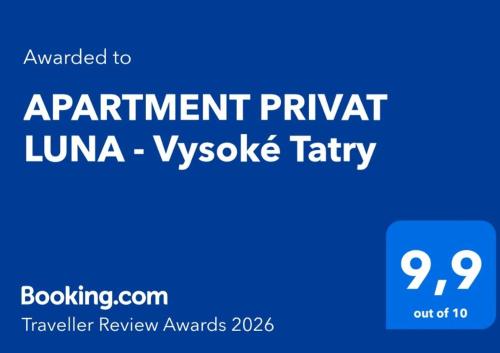a blue sign with the words appointment private luna yoke traffic at APARTMENT PRIVAT LUNA - Vysoké Tatry in Nová Lesná