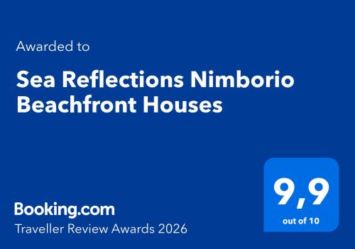 a blue sign with the words sea reflectionsinatorinatorpoonpoonpoonpoonpoonpoon at Sea Reflections Nimborio Beachfront Houses in Animborió