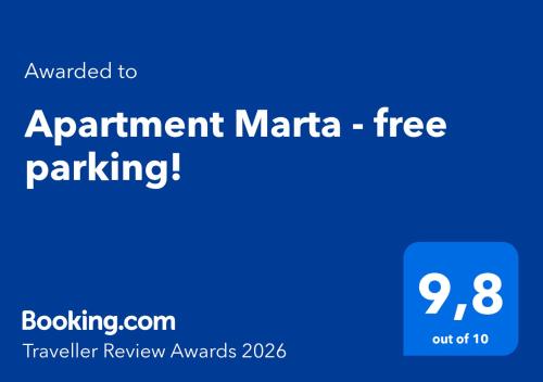 a blue sign that says appointment marina free parking at Apartment Marta - free parking! in Split