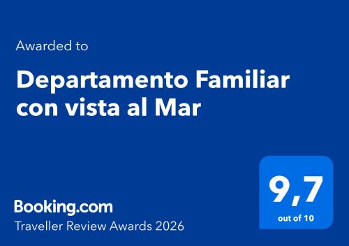 a blue sign with the words pentatomina familiar onvia all mar at Departamento Familiar con vista al Mar in Viña del Mar