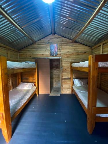 a room with two bunk beds in a cabin at Proteahill Guesthouse in Drummond
