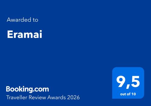 a blue screen with the text emailed to eranani traveler review awards at Eramai in Patra