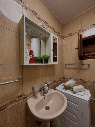 a bathroom with a sink and a toilet at Tina in Privlaka