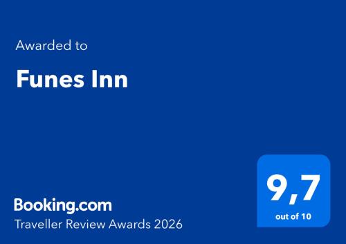 a blue screen with the text emailed to fires inn at Funes Inn in Funes