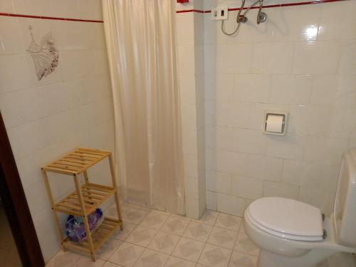 a bathroom with a toilet and a shower at Casa Roberta in Martis