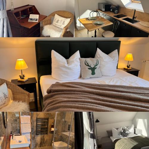 a collage of photos of a hotel room at BergOase-Apart am Feldberg in Feldberg