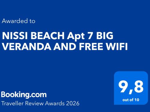 NISSI BEACH Apt 7 BIG VERANDA AND FREE WIFI