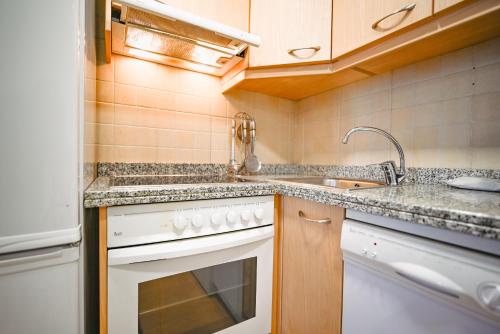 a small kitchen with a sink and a dishwasher at A un paso de Grandvalira I Refugio Amplio y Sereno I Solanelles in Soldeu