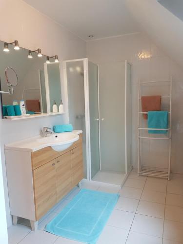 Phòng tắm tại Chambres d'Hôtes La Villa des Hortensias