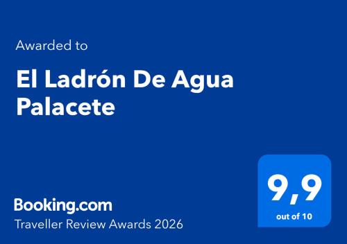 a blue rectangle with the words el london de agua palaza at El Ladrón De Agua Palacete in Granada