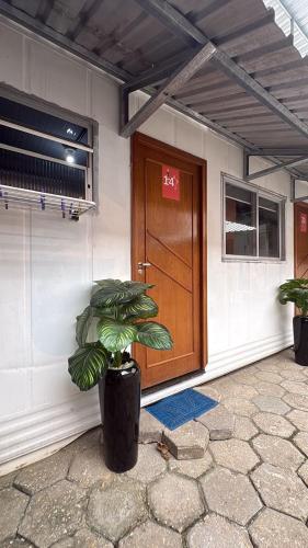 a front door of a building with a plant in front at Vila do Chave Dona Florinda 14 in Itajaí
