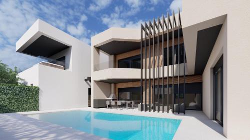 a rendering of a house with a swimming pool at Villa Liam i Villa Zoe in Ližnjan