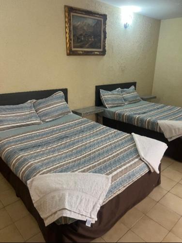 two beds sitting next to each other in a room at HOTEL Nevada Palace in Mérida