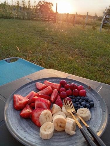 a plate of fruit on top of a table at Cabaña in Necochea
