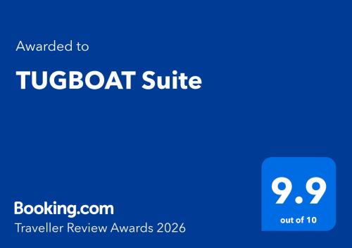 a blue square with the text upgraded to facebook suite at TUGBOAT Suite in Osaka