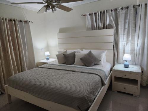 a bedroom with a large bed with two night stands at Amazing Three Bedrooms House in La Romana