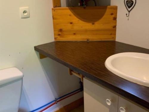 a bathroom with a sink and a toilet at Chalet 2 Pers avec Terrasse à Challes-les-Eaux - API-1-52-1283 in Challes-les-Eaux