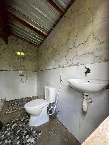 a bathroom with a toilet and a sink at Live lombok homestay in Batukliang