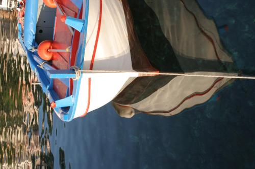an aerial view of a boat in the water at Hotel Clelia in Ustica