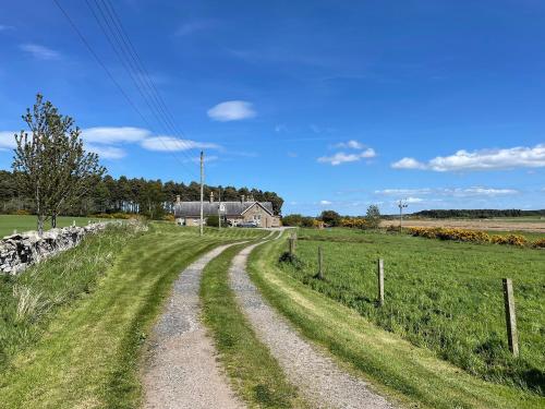 a dirt road in the middle of a field at Rowan Cottage - Uk38991 in Dalcross