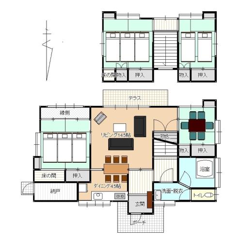 a detailed floor plan of a house at 安曇野市穂高温泉郷Vila湯仙望 in Azumino