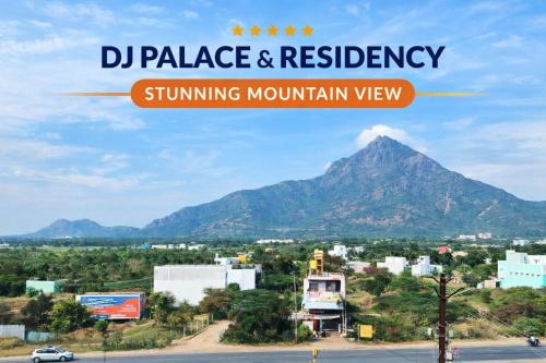 a view of a mountain with the words diabetes prevalence and resilience yawning mountain view at DJ Palace and Residency in Tiruvannāmalai